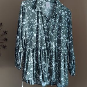 Floral print babydoll top